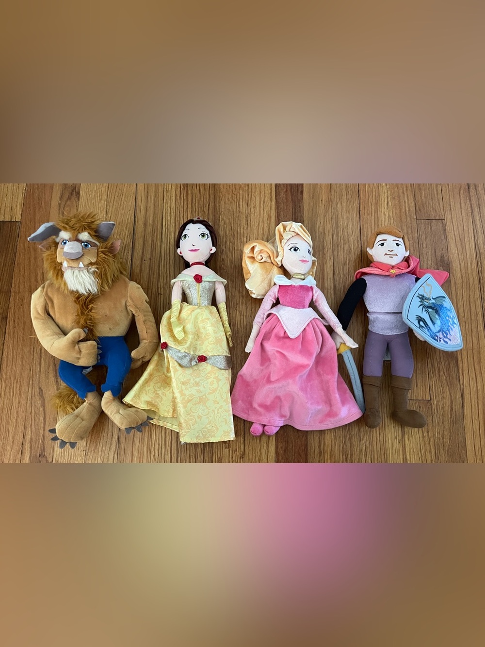 Disney Store Princess Plush Stuffed Toy Lot Prince Phillip Sleeping Beauty Beast
